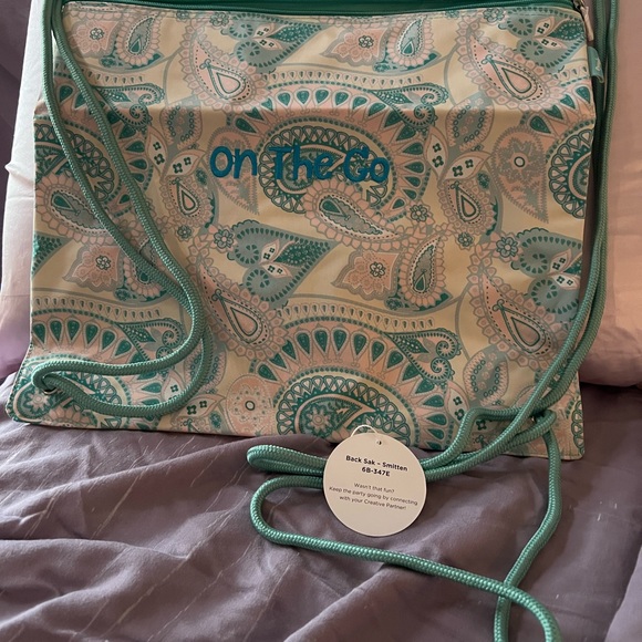 Initials, inc. Back Sac in aqua paisley print - Picture 2 of 5